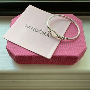 Pandora Sterling Silver Infinity Bangle Hook Bracelet 6 Inches